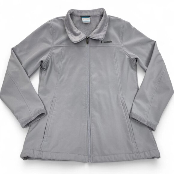 Columbia Gray Soft Shell Fleece Lined  Zip Up Jacket Women's Large L - Picture 1 of 9